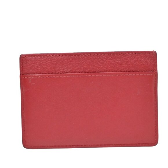 YVES SAINT LAURENT YSL Logo Card Case Wallet Leather Red Made in Italy 63KB290 - Picture 1 of 16